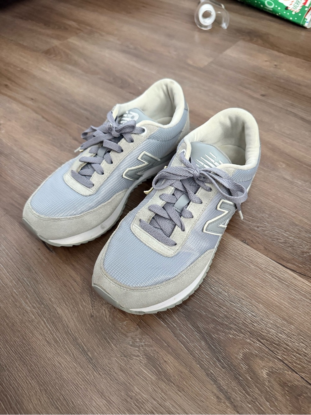New Balance Women’s Light Gray and Pale Blue Retro Sneakers